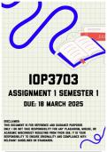 IOP3703 Assignment 1 Semester 1 | Due 18 March 2025