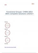 Functional Groups- CHEM 3053 With Complete Solutions (2025)!!