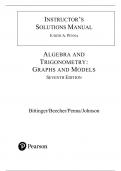 Solution Manual for Algebra & Trigonometry Graphs and Models, A Right Triangle Approach, 7th edition Marvin L. Bittinger Judith A. Beecher Judith A. Penna Barbara L. Johnson