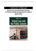 Solution Manual for School Law and the Public Schools A Practical Guide for Educational Leaders, 7th edition by Nathan L. Essex