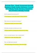 Remote Pilot - Small Unmanned Aircraft Systems Study Guide (Advisory Circular 107-2/Study Guide Section) Questions  and Answers Already Passed