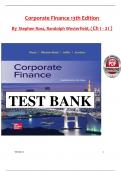 TEST BANK For Corporate Finance, 13th Edition By Stephen Ross, Randolph Westerfield, All 1-31 Chapters Covered ,Latest Edition