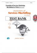 Test Bank for Essentials of Services Marketing, 4th Edition by Jochen Wirtz