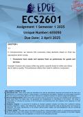 ECS2601 Assignment 1 (ANSWERS) Semester 1 2025 - DISTINCTION GUARANTEED