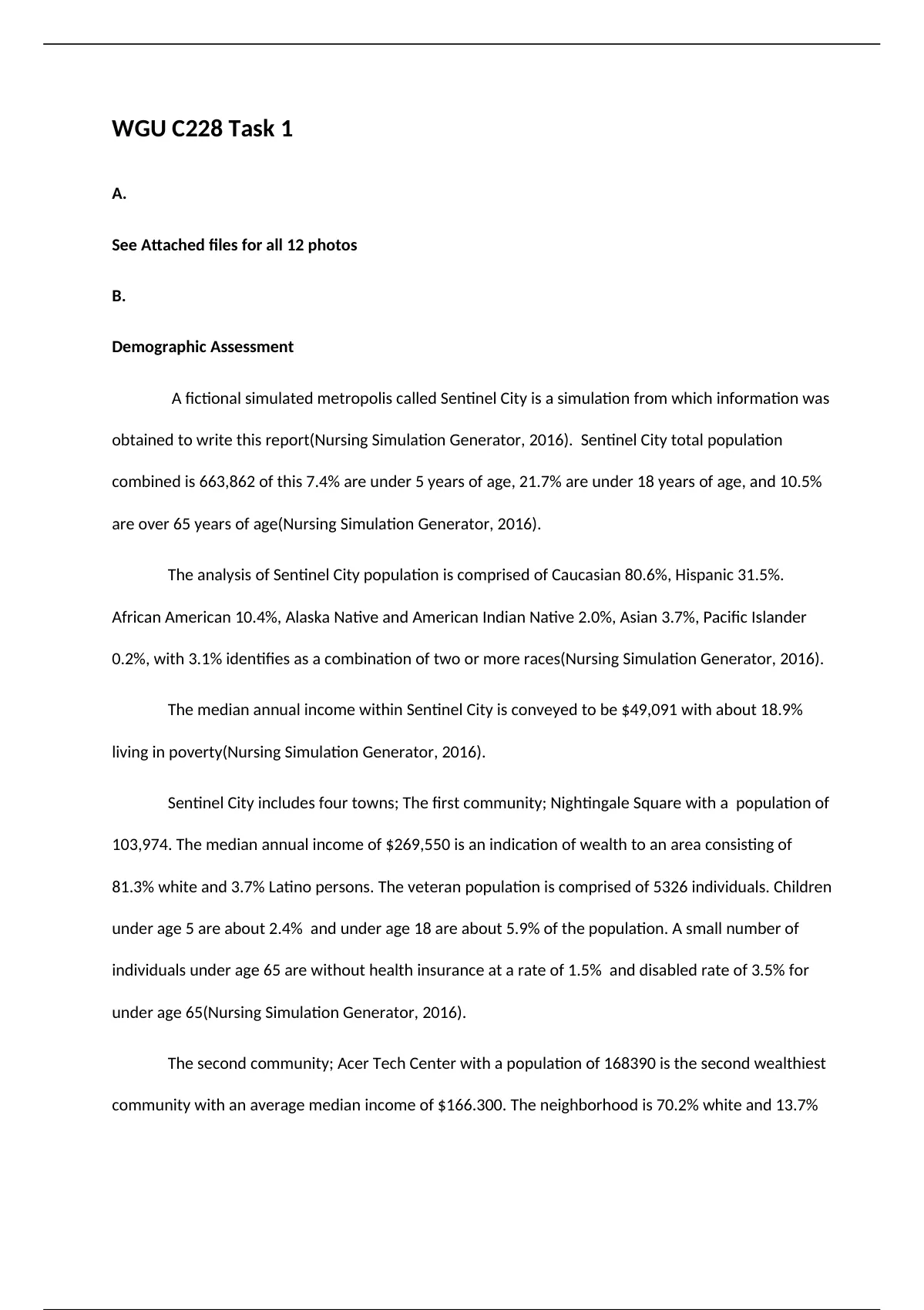 C228 Task 1 Community Health and Population-Focused Nursing Paper