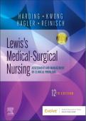 TEST BANK FOR Lewis's Medical-Surgical Nursing: Assessment and Management of Clinical Problems, Single Volume 12th Edition. ISBN 978-0323789615  100% VERIFIED !!! A+ GRADE ASSURED!!!   SUCCESS GUARANTEED!!!