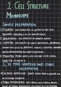 Summary -  Unit 1 - A Cell Structure