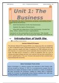 Unit 1 The Business Environment (P1) (DISTINCTION)