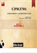 CPR3701 Assignment 1 (ANSWERS) Semester 1 2025 - DUE March 2025 