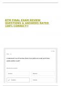 BTM FINAL EXAM REVIEW QUESTIONS & ANSWERS RATED 100% CORRECT!!