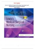 Test Bank Lewis Medical-Surgical Nursing: Assessment and Management of Clinical Problems 12th Edition By Harding & Kwong, Latest edition graded A+