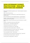 HOSA VETERINARY SCIENCE PRACTICE EXAM – REALISTIC QUESTIONS AND ANSWERS  