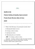 NURS 4106 (Patient Safety & Quality Improvement) Finals Exam Review (Qns & Ans) 2025