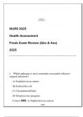 NURS 3025 (Health Assessment) Finals Exam Review (Qns & Ans) 2025