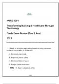 NURS 5051 (Transforming Nursing & HC Through Tech) Finals Exam Review (Qns & Ans) 2025