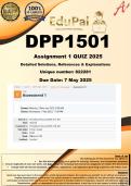 DPP1501 Assignment 1 (COMPLETE ANSWERS) 2025 (822281) - DUE 7 May 2025