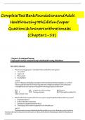 TEST BANK For Foundations and Adult Health Nursing 9th Edition Cooper | Chapter's 1 – 58 