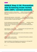 USMLE Step 2 CK: Prevention and Screening exam review with 100%  correct answers.