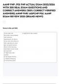 AANP FNP /PSI FNP ACTUAL EXAM 2025/2026  WITH 300 REAL EXAM QUESTIONS AND  CORRECT ANSWERS (100% CORRECT VERIFIED  ANSWERS) ANNP FNP/ AGPCNP PSI/ AANP  EXAM REVIEW 2025 (BRAND NEW!!)