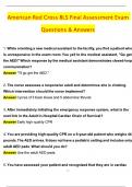 American Red Cross BLS Final Assessment Exam Actual 2025 Questions Answered 100% correct, Scored A+