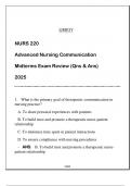 NURS 220 Advanced Nursing Communication (LU) Midterms Exam Review 2025 (Qns & Ans).