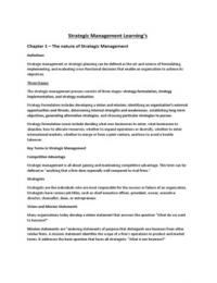 Strategic Management Exam preparation