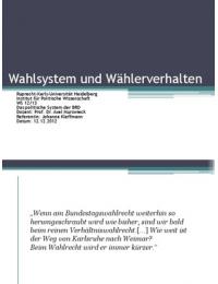 Wahlsystem und Wahlen (Modul: Politisches System der BRD)