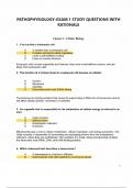 PATHOPHYSIOLOGY-EXAM 1 STUDY QUESTIONS WITH RATIONALE WITH ANSWERS, A GRADE