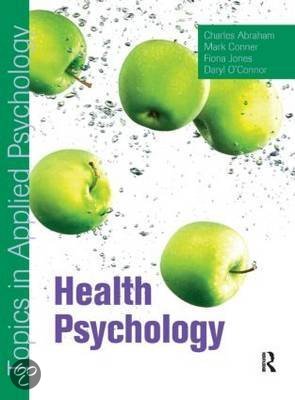 Uitgebreide samenvatting gezondheidspsychologie: Abraham, C., Conner, M.T., Jones, F.A., O'Connor, D.B. (2008). Health Psychology: Topics in Applied Psychology. London: Hodder Arnold. ISBN: 9780340928905.