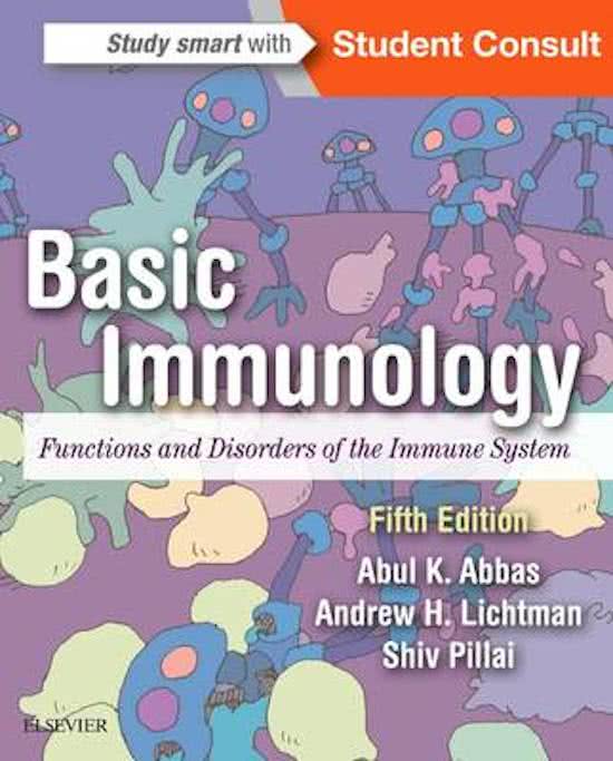 Basic Immunology-Functions and Disorders of the Immune System 7th Edition by Abul K. Abbas, Andrew H. Lichtman & Shiv Pillai - Complete, Elaborated and latest Test Bank- ALL Chapters 1-12 included 105 pages-Updated 