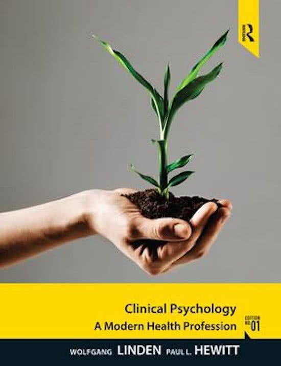 Summary Clinical Psychology: A modern health profession by Linden, Hewitt Ch 10, 11, 12, 15