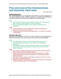 Pros And Cons Of The Amniocentesis And Chorionic Villus Tests B1 Stuvia